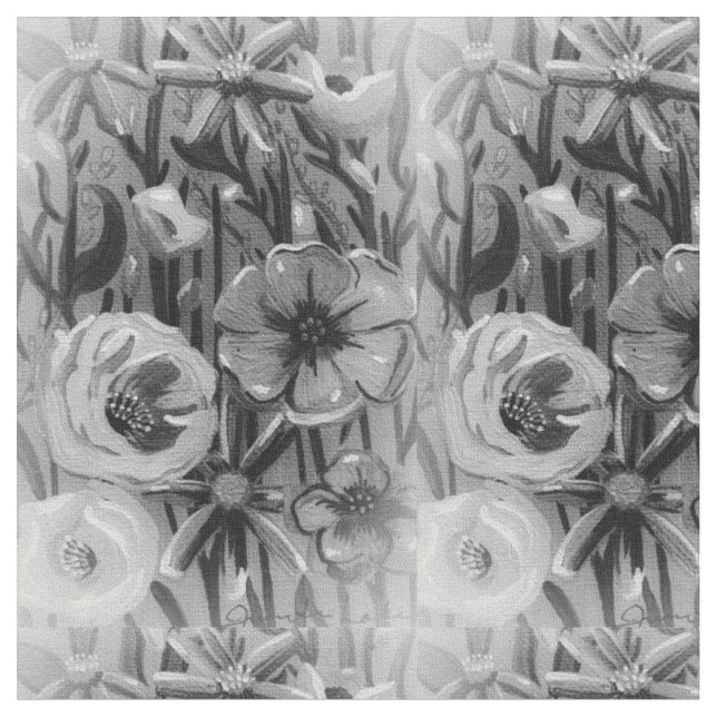 Black & White Floral Fabric (Close Up)