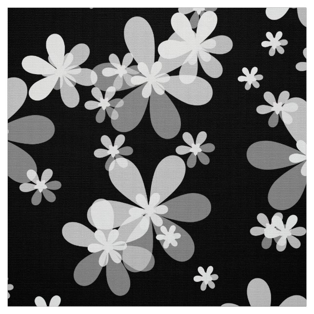 black white floral fabric (Swatch)