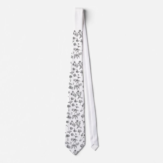 Black & White Floral Father's Day Tie (Front)