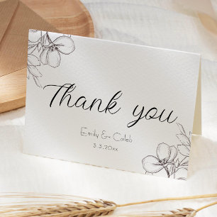 Black & White Floral Frame Line Art Thank You Card