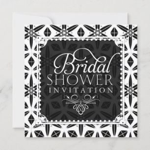 Black White Floral Geometry Bridal Shower Invite