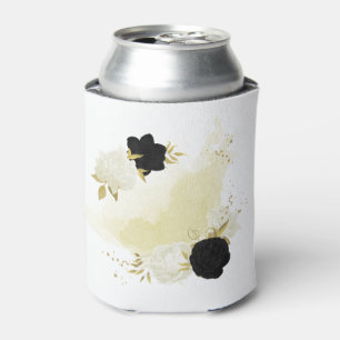 black & white floral gold  can cooler