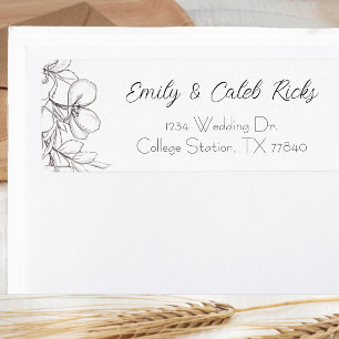 Black & White Floral Line Art Return Address