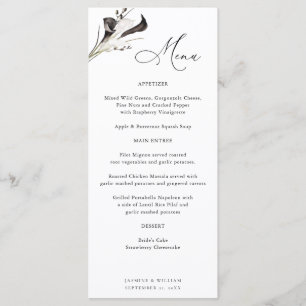 Black & White Floral Menu