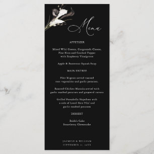 Black & White Floral Menu - Black