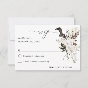 Black & White Floral no Meal RSVP Card