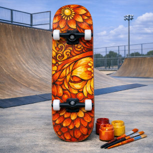 Black & White Floral Paint Your Own Deck Skateboard