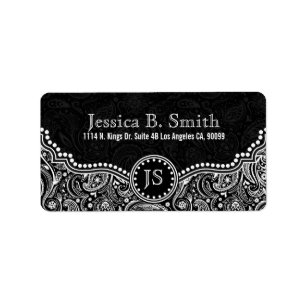 Black & White Floral Paisley Pattern Label