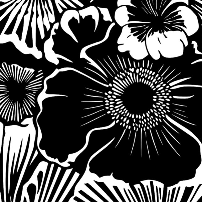 Black White Floral Pattern Bold Botanical Aestheti Coffee Mug (Creator Uploaded)