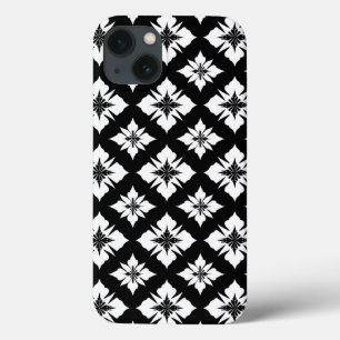 Black White Floral Pattern Daily Phone Use Style iPhone 13 Case