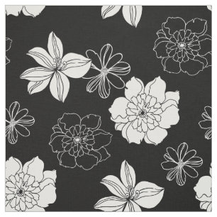 Black & White Floral Pattern Fabric