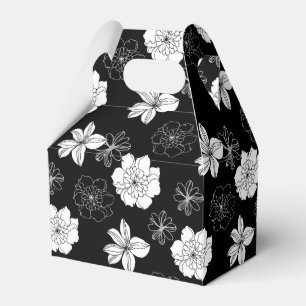Black & White Floral Pattern Favour Box