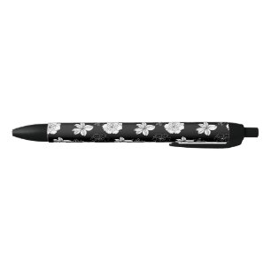 Black & White Floral Pattern Ink Pen
