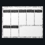 Black & White Floral Pattern Weekly Planner Pad<br><div class="desc">Simple and elegant Black & White Floral Pattern Weekly Planner Notepad is perfect for work,  home or school.  Great gift for anyone who loves to be organised.</div>