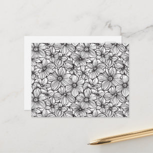 Black White Floral Postcard