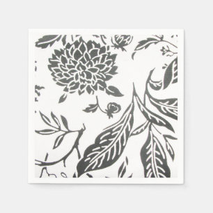 Black & White Floral Print Napkins