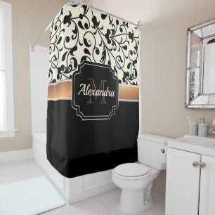 Black & White Floral Shower Curtain