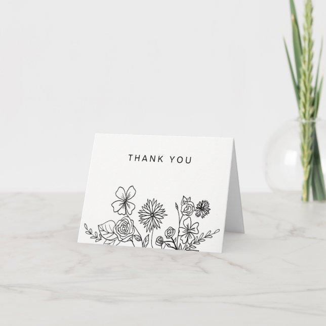 Black White Floral Simple Generic Thank You (Front)