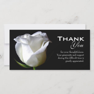 Black & White Floral Sympathy Funeral Thank You Card