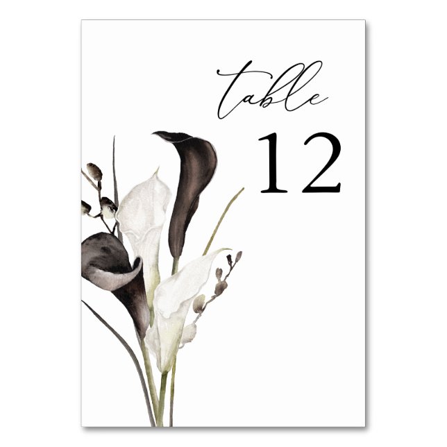 Black & White Floral Table Number (Front)