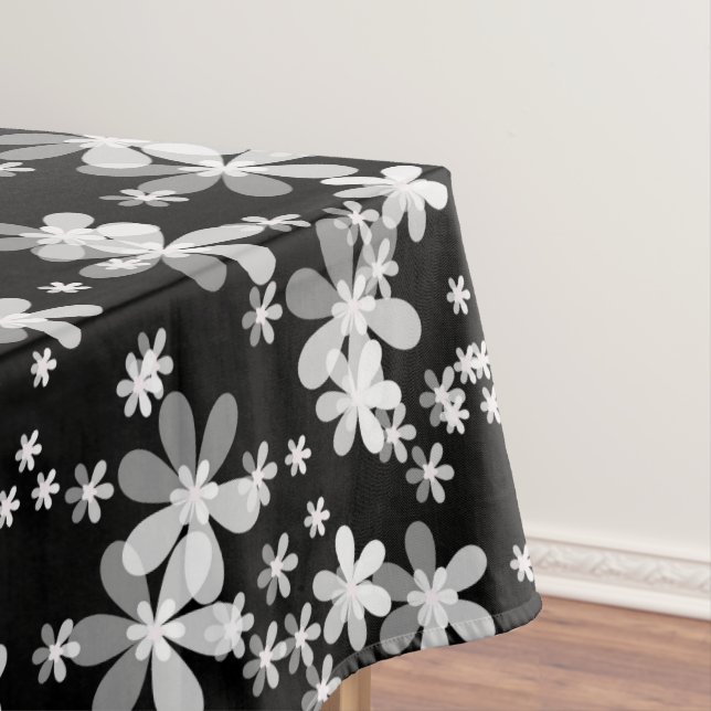 black white floral tablecloth (In Situ)