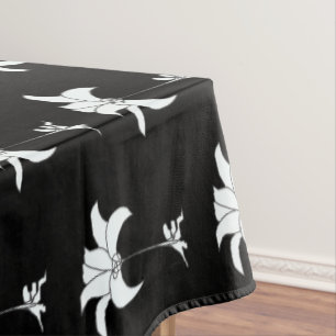 Black White Floral Tablecloth