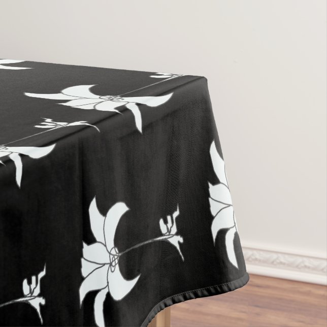 Black White Floral Tablecloth (In Situ)