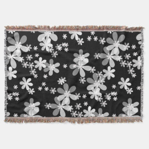 black white floral throw blanket