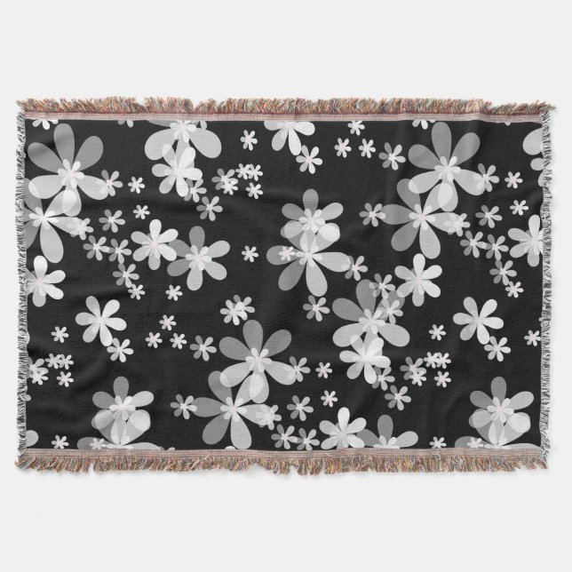 black white floral throw blanket (Front)
