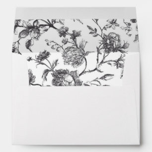 Black & White Floral Toile Elegant Wedding Envelope