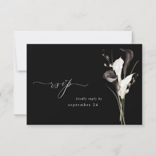 Black & White Floral w Meal RSVP 2 Black