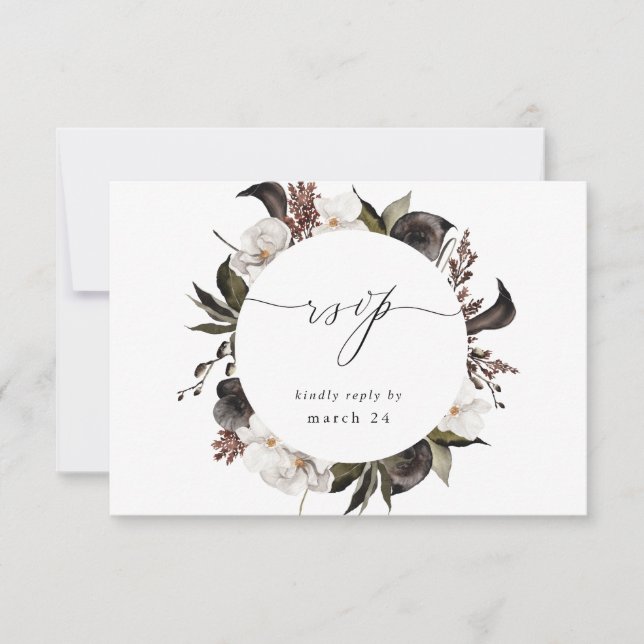 Black & White Floral w Meal RSVP 3 (Front)
