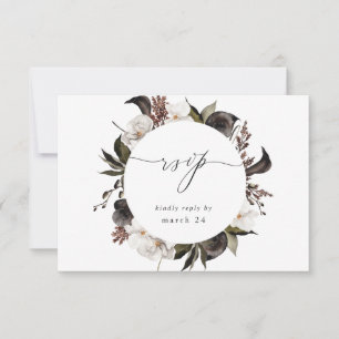 Black & White Floral w Meal RSVP 3