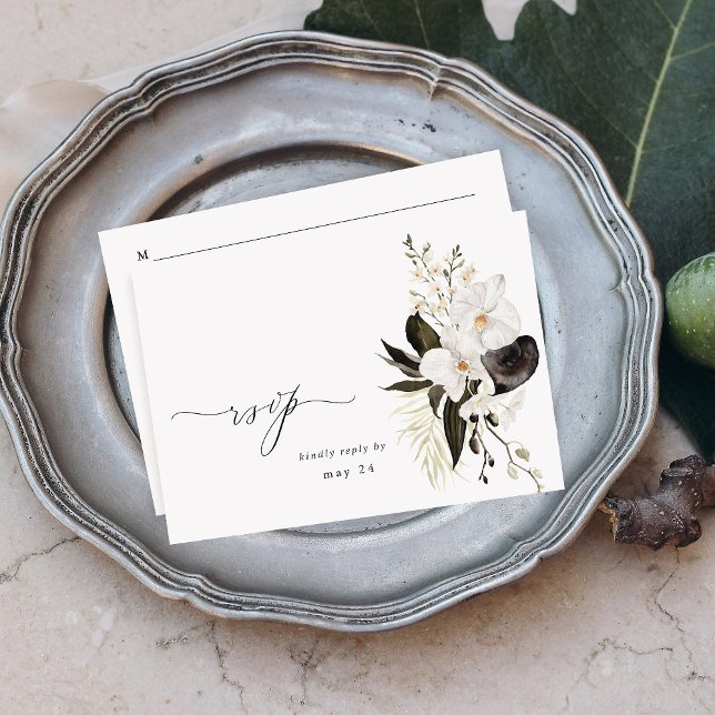 Black & White Floral w Meal RSVP 5 (Creator Uploaded)