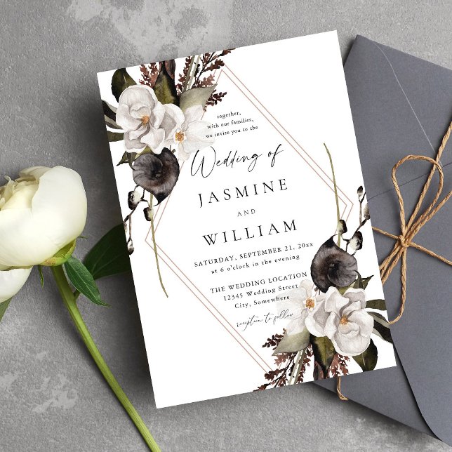 Black & White Floral Wedding Invitation (Creator Uploaded)
