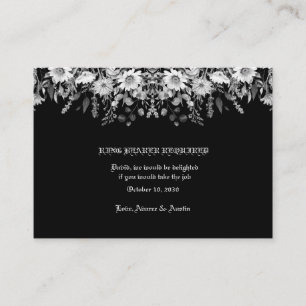 Black White Floral Wedding Ring Bearer Enclosure Card