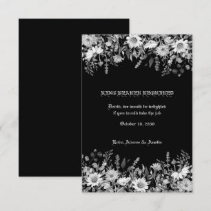 Black White Floral Wedding Ring Bearer Enclosure Thank You Card