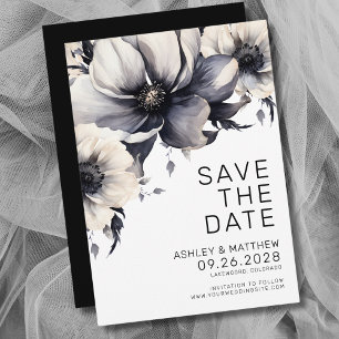 Black White Floral Wedding Save The Date