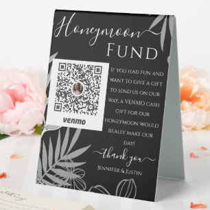 Black White Floral Wedding Venmo Honeymoon Fund