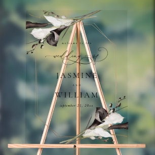 Black & White Floral Welcome 2 Acrylic Sign