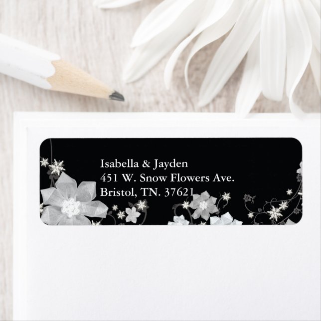 Black White Floral Winter Wedding Address (Insitu)