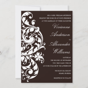 BLACK & WHITE FLOURISH WEDDING INVITATION