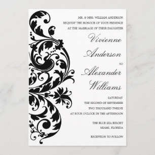 BLACK & WHITE FLOURISH   WEDDING INVITATION