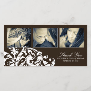 BLACK & WHITE FLOURISH WEDDING THANK YOU CARD