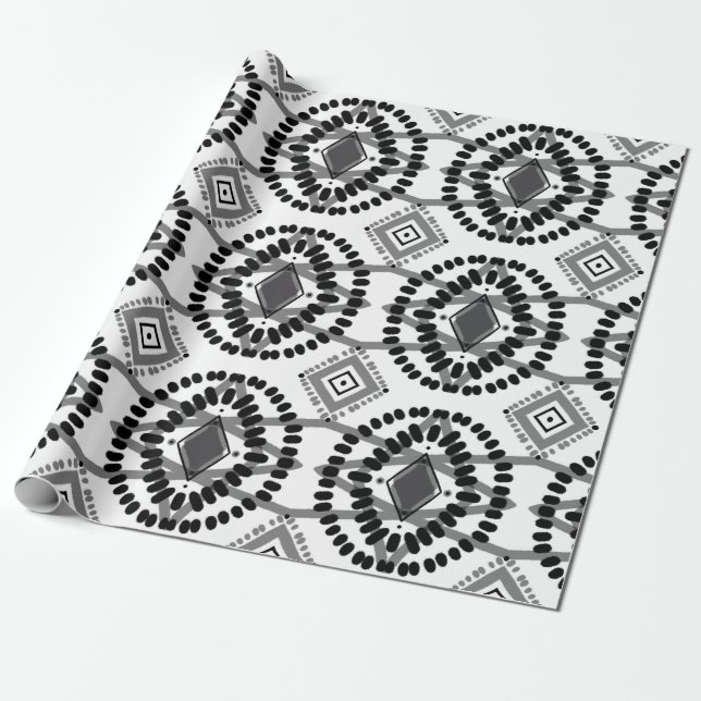 Black & White Flow Geometric Pattern Wrapping Paper (Unrolled)