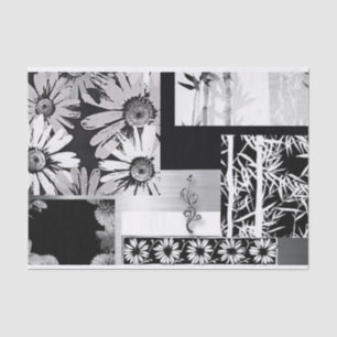 Black & White Flower Collage Tissue Paper