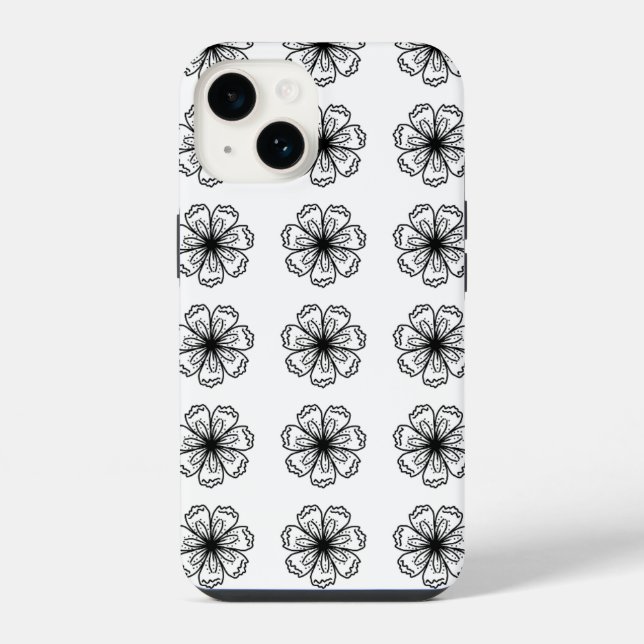 Black&White Flower Floral Phone Case for iPhone (Back)