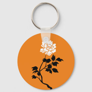 Black & White Flower Key Ring