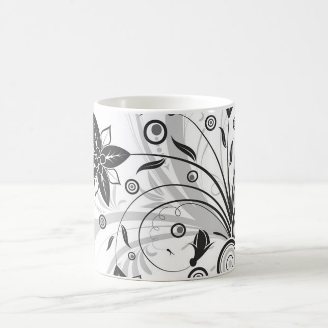 Black-white flower mug (Center)