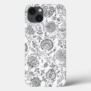 Black & White Flower Pattern iPhone 13 Case